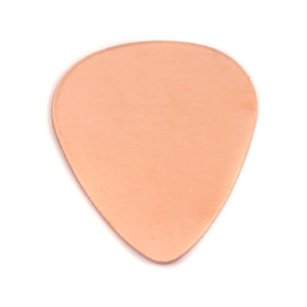 Metal Stamping Blanks Copper "Guitar Pick", 30mm (1.18") x 25.5mm (1"), 18 Gauge